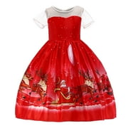 Toddler Girls' Dresses Kids Child Pageant Gown Christmas Xmas Dance Party Princess Dresses Clothes for Girls Size 7-8T